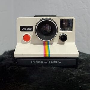 VINTAGE POLAROID ONE STEP LANDING CAMERA OFF WHITE ICONIC STRIPES INSTANT